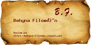 Behyna Filomén névjegykártya